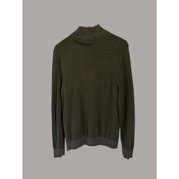Brooks Brothers Olive Green Merino Wool Half-Zip Sweater M - Picture 6 of 6